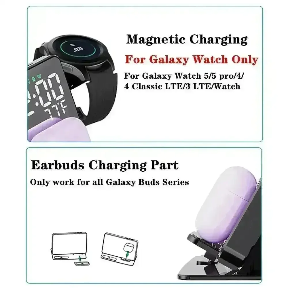 3 in 1 Wireless Charger Stand with Alarm Clock - Image 12
