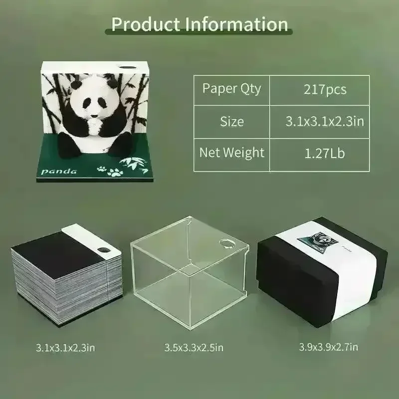 3D Art Rip Away Panda Memo Calendar - Image 6