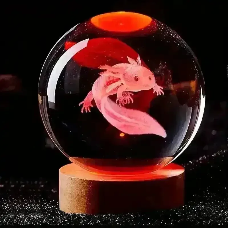 3D Axolotl Crystal Sphere Night Lamp - Image 3