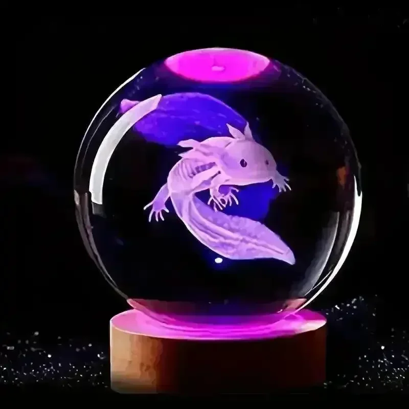3D Axolotl Crystal Sphere Night Lamp - Image 4