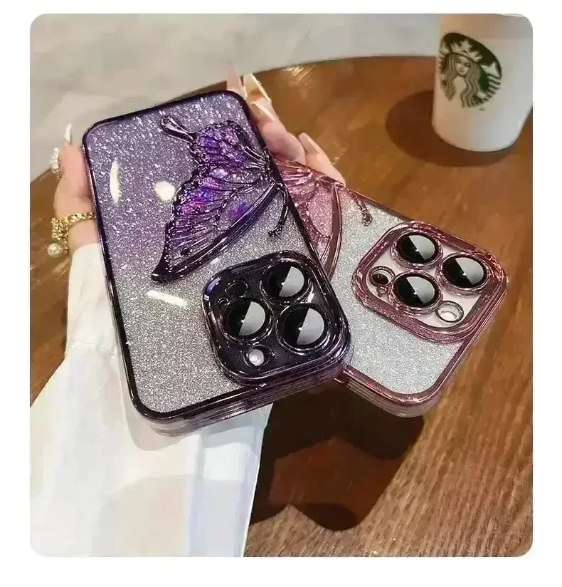 3D Glitter Butterfly Quicksand Case (For iPhone) - Image 5