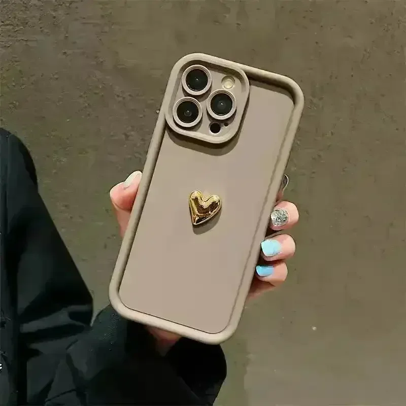 3D Gold Heart Silicone Soft Case (For iPhones) - Image 5