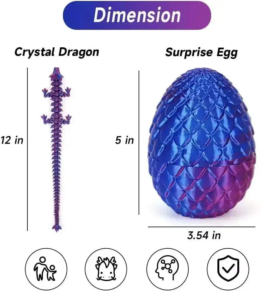 3D Printed Gradient Flying Dragon With Egg - Image 29