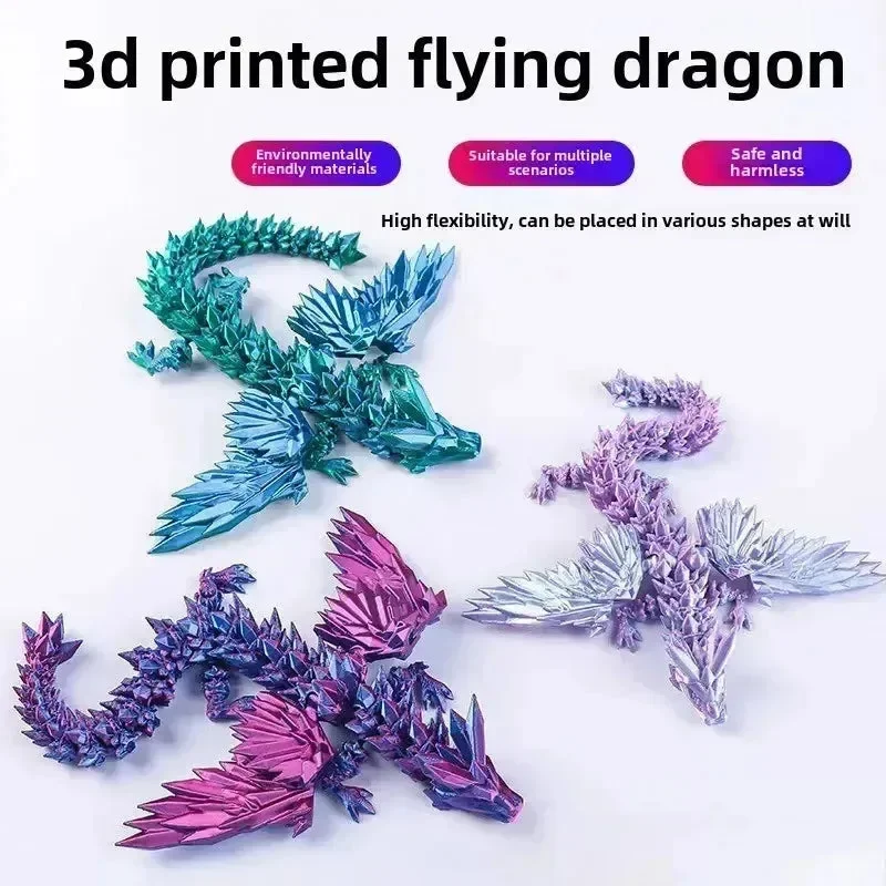 3D Printed Gradient Flying Dragon With Egg - Image 3