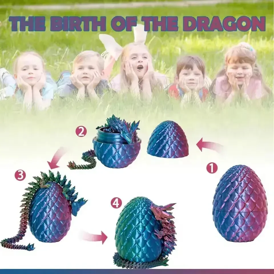 3D Printed Gradient Flying Dragon With Egg - Image 6