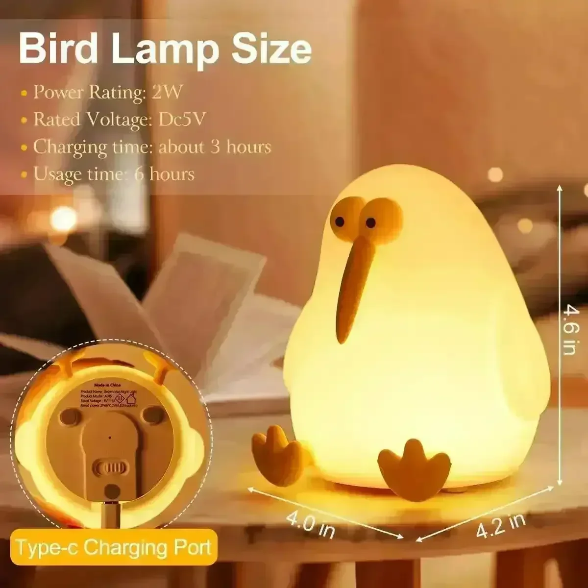 3D Silicone Kiwi LED Night Lamp - Image 5