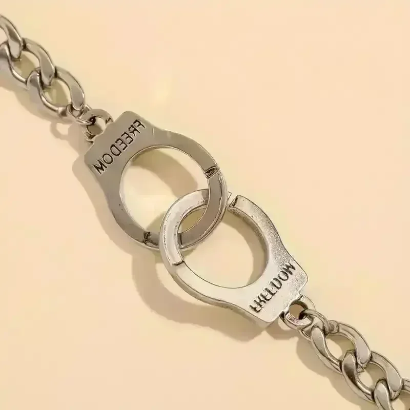 Adjustable Silver Handcuff Charm Bracelet - Image 4