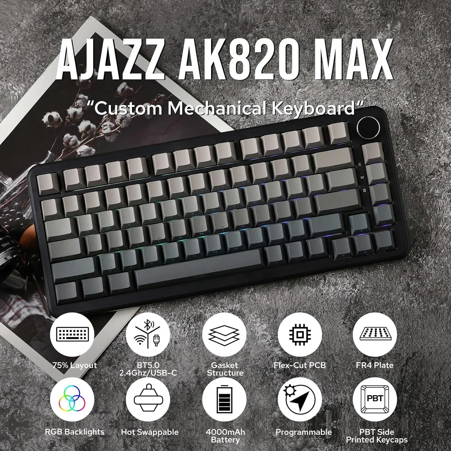 AJAZZ AK820 Wireless Mechanical Keyboard - Image 2