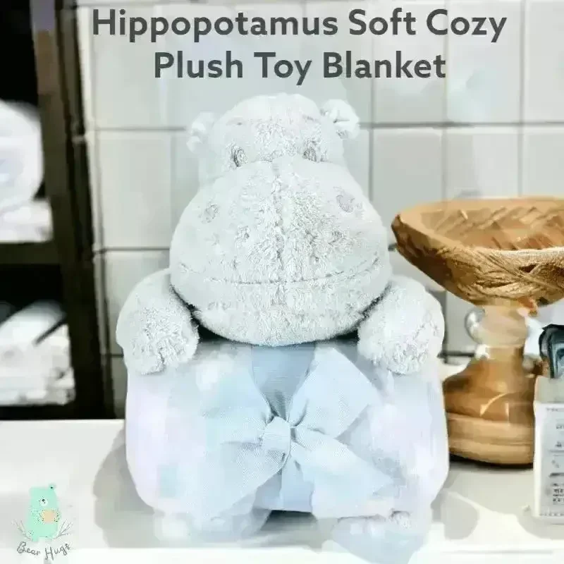 Super Soft Hippo Cozy Plush Toy with Blanket - Image 4