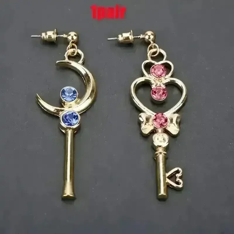 Anime Moon Heart Key Earrings - Image 8