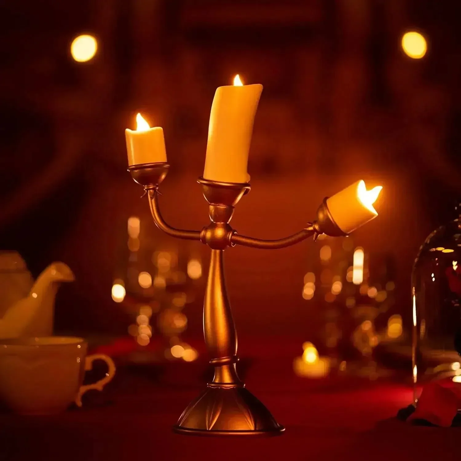 Beauty And The Beast Cogsworth Clock & Lumiere Candle Figurines - Image 7