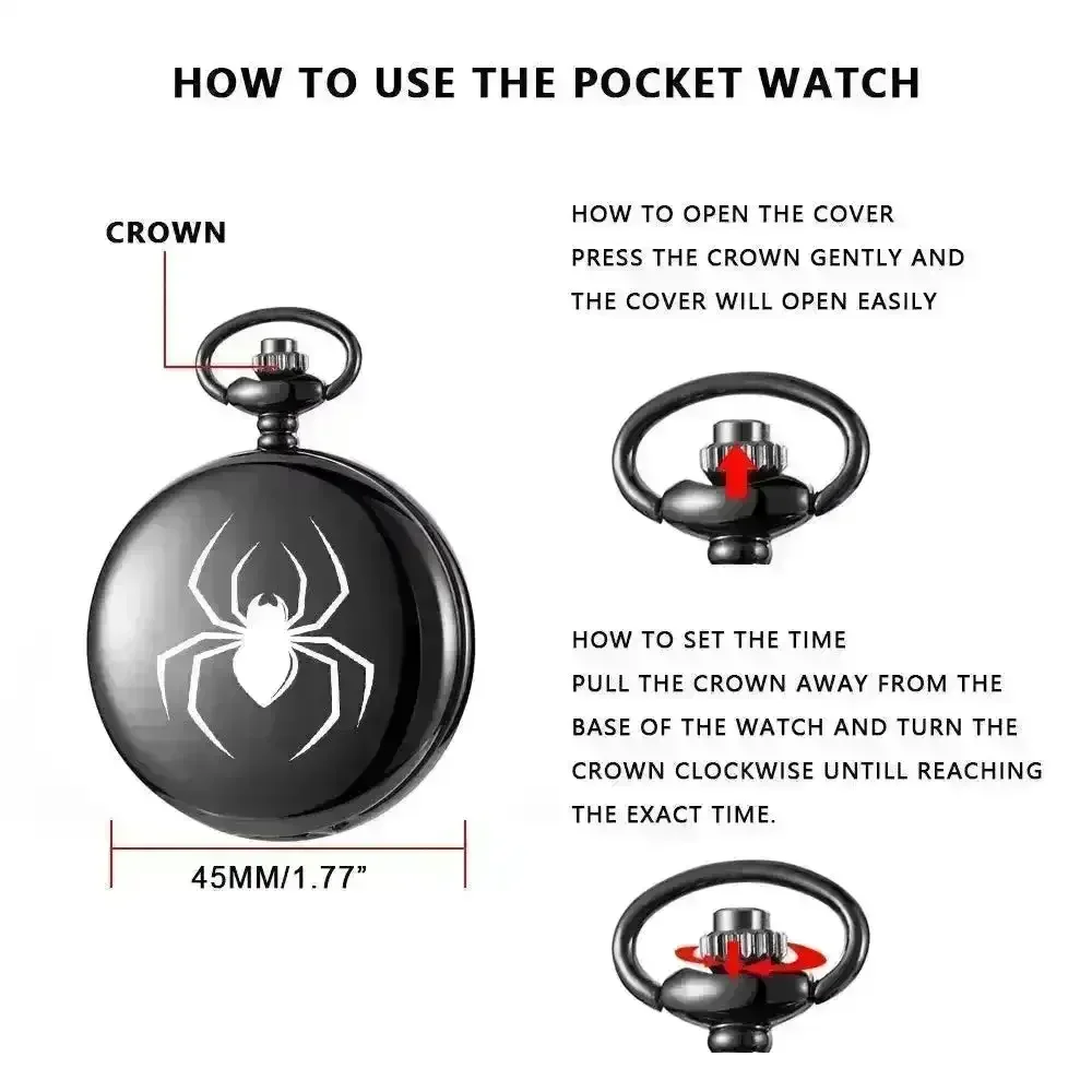 Black Spiderman Pocket Watch - Image 8