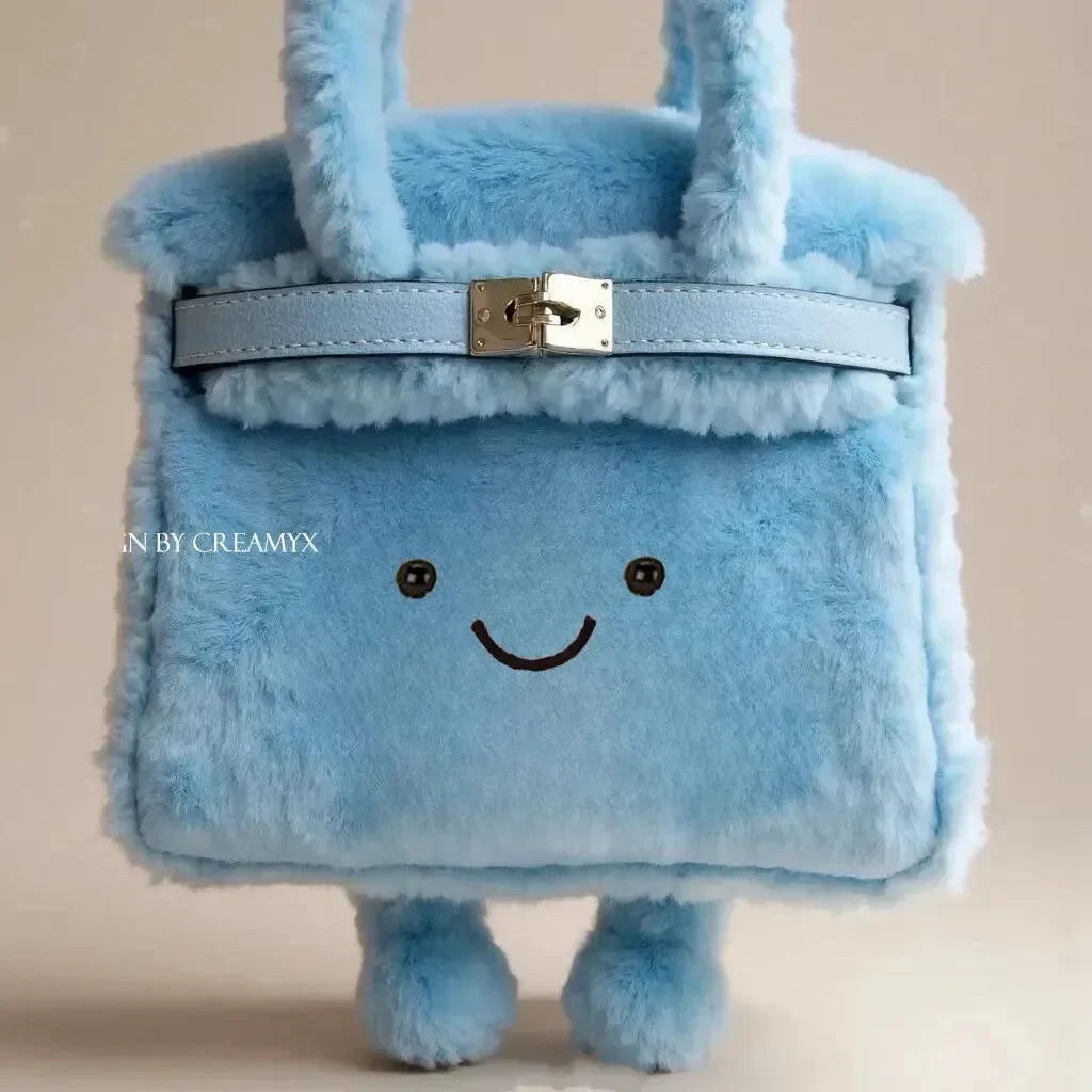 Blue Fuzzy Feels Kawaii Plush Bags - Image 4