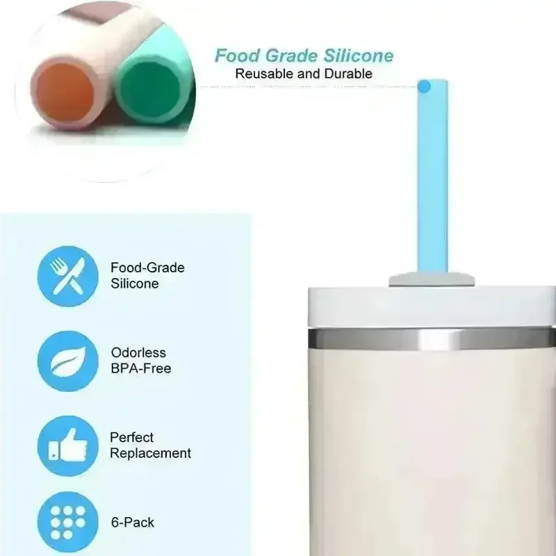 Colourful Silicon Replacement Straws For Stanley Cup (All Sizes) - Image 7
