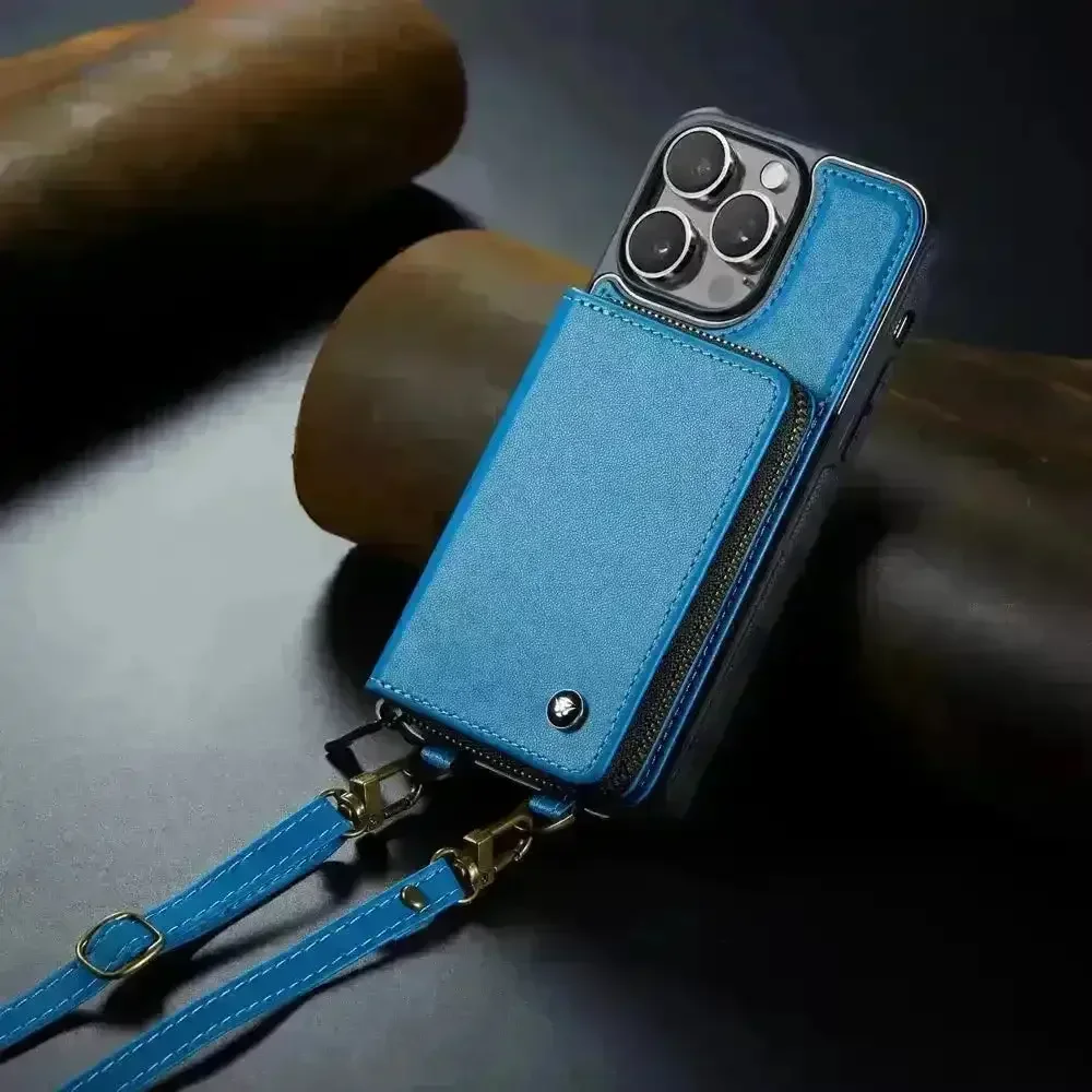 Crossbody Zipper Leather Phone Case (For iPhones) - Image 3