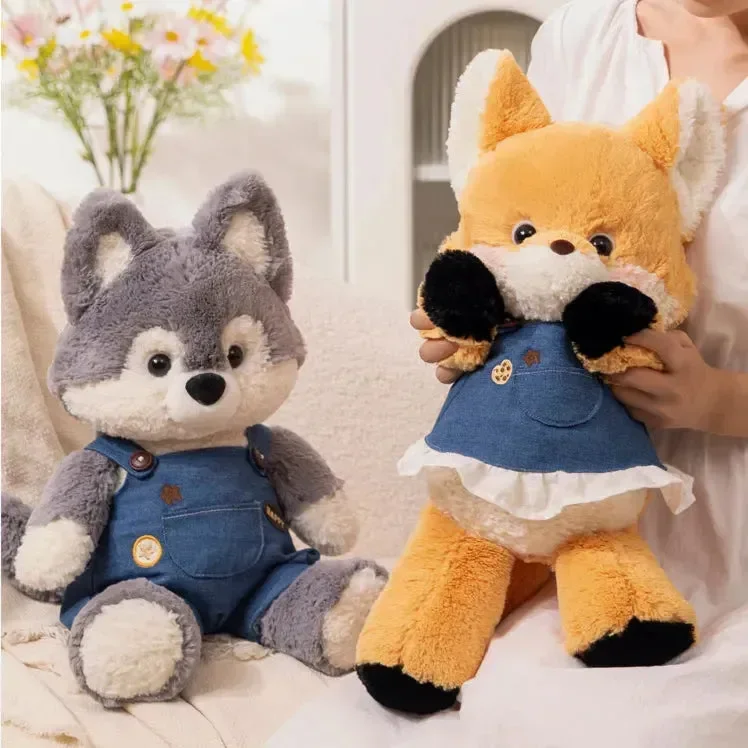 Cuddle Buddy Husky Plush in Overalls - Image 2