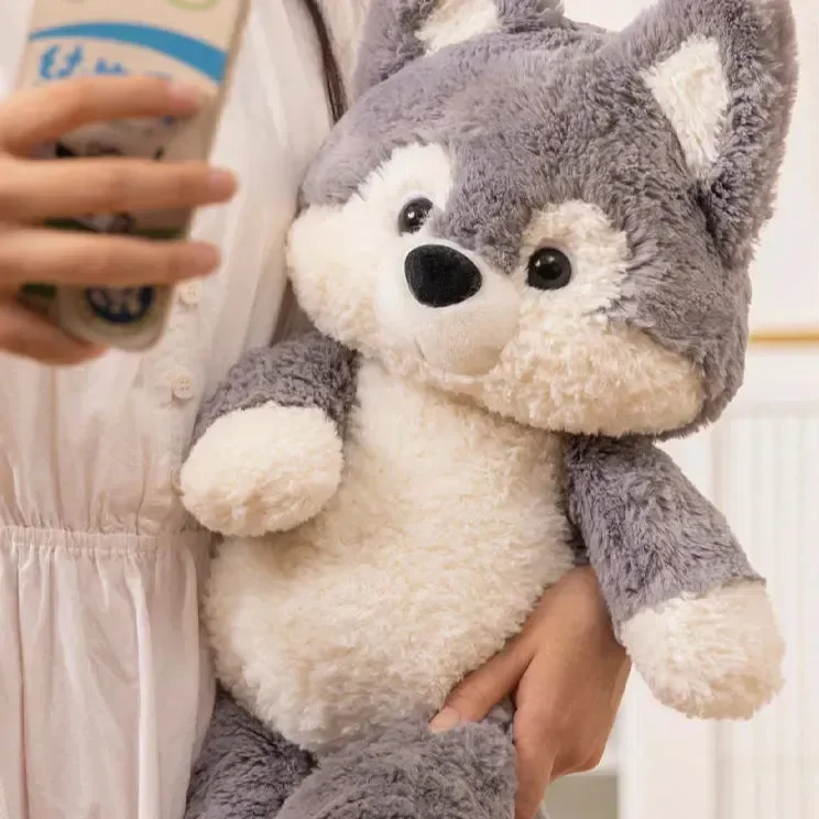 Cuddle Buddy Husky Plush in Overalls - Image 3