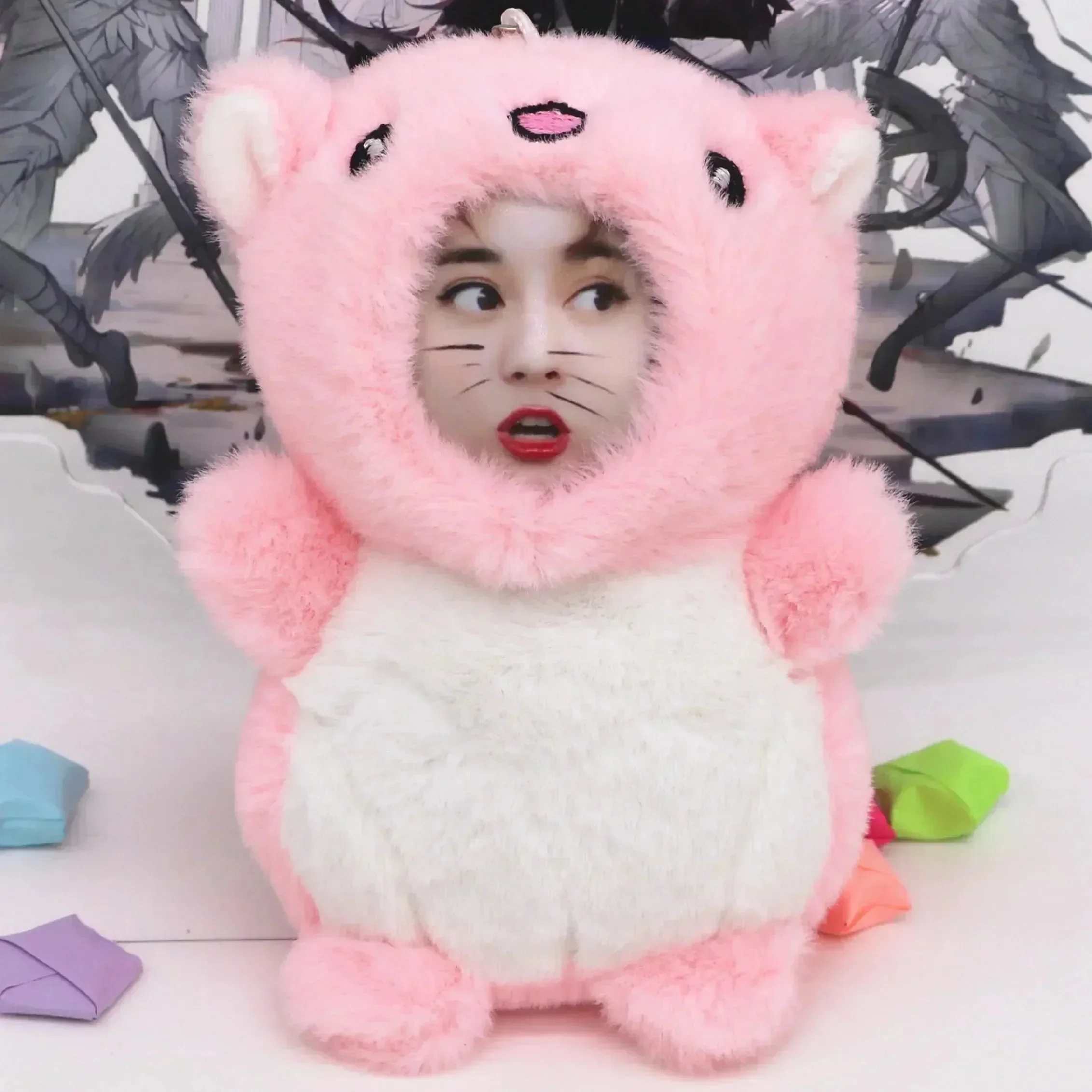 Custom 3D Plush Face Doll Keychain with Voice Recording - Image 7
