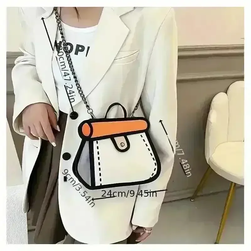Cute 2D Cartoon Graphic Messenger Bag - Image 11