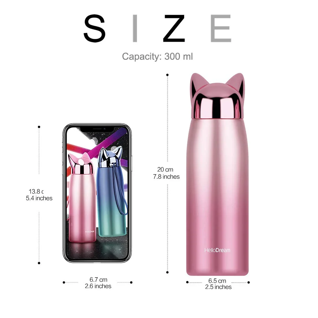 Cute Cat Fox Ears Insulated Bottle (300 ml) - Image 15