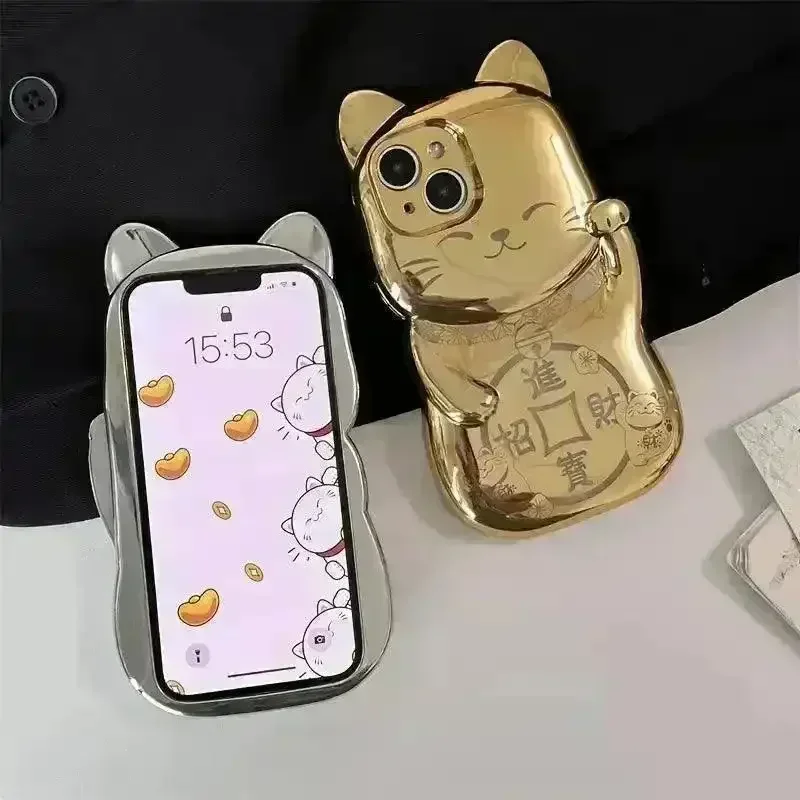 Cute Electroplated Cat Shaped Phone Case (For iPhones) - Image 5