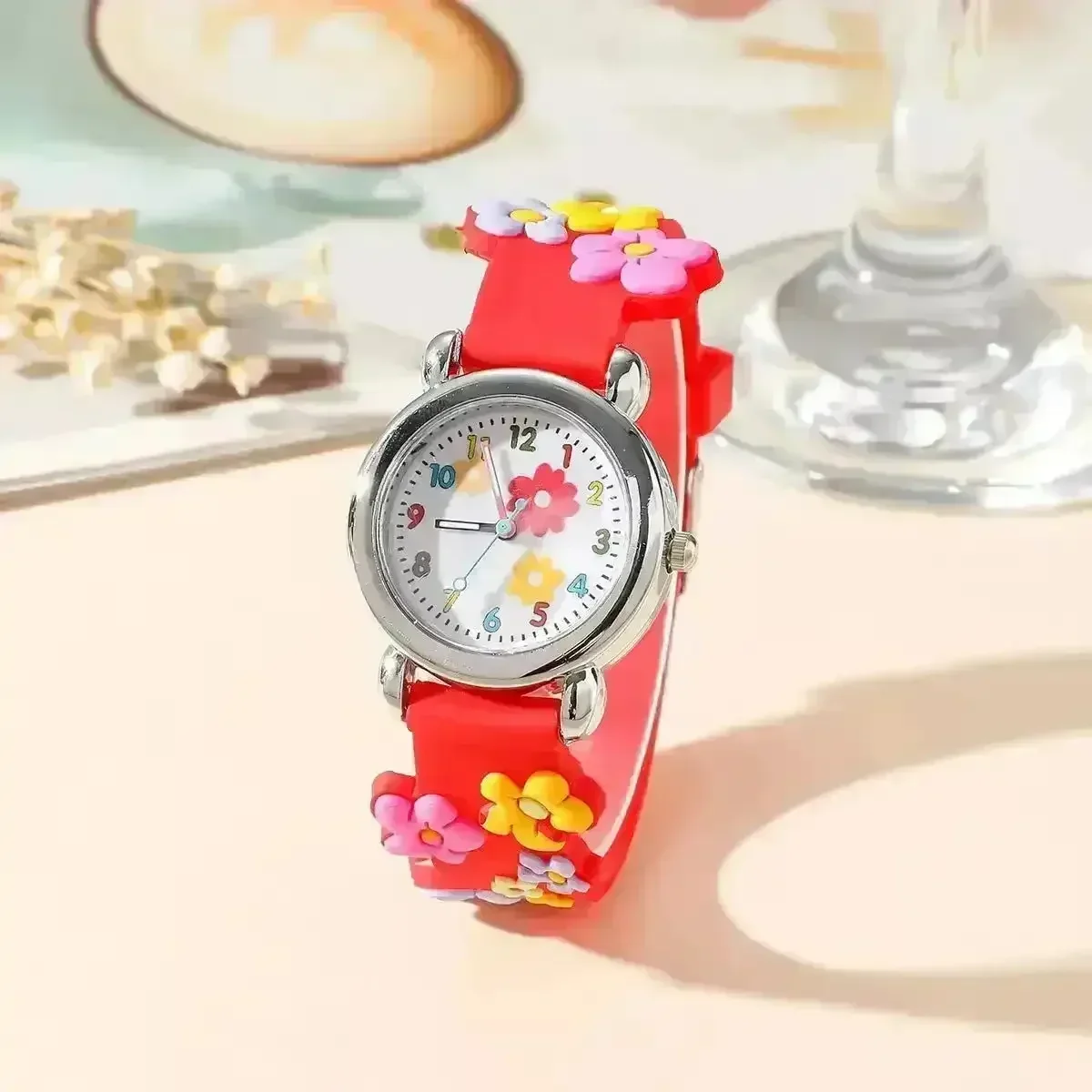 Cute Floral Round Kids Watch - Image 4