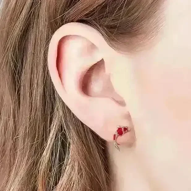 Cute Lucky Koi Fish Stud Earrings - Image 2