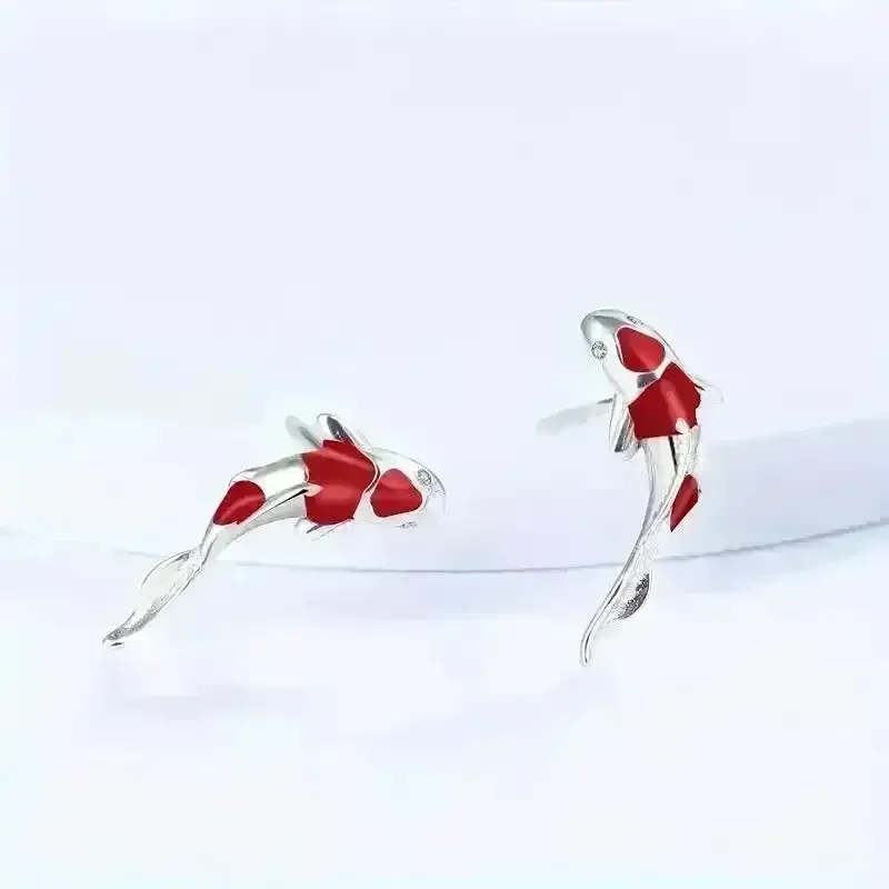 Cute Lucky Koi Fish Stud Earrings - Image 3