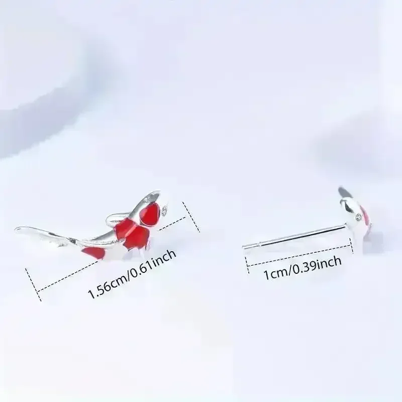 Cute Lucky Koi Fish Stud Earrings - Image 5