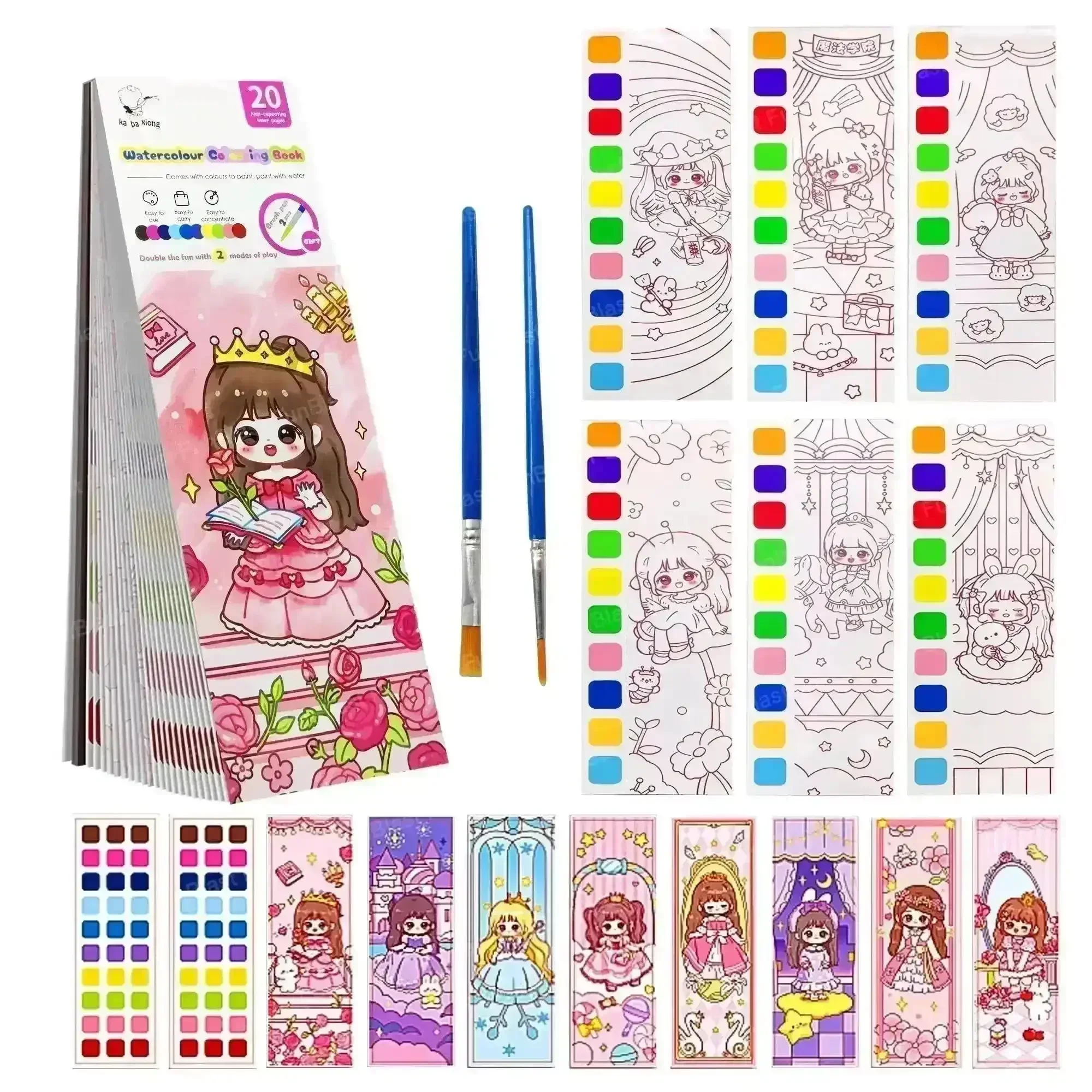 Cute Princess Watercolor Coloring Book - Image 8