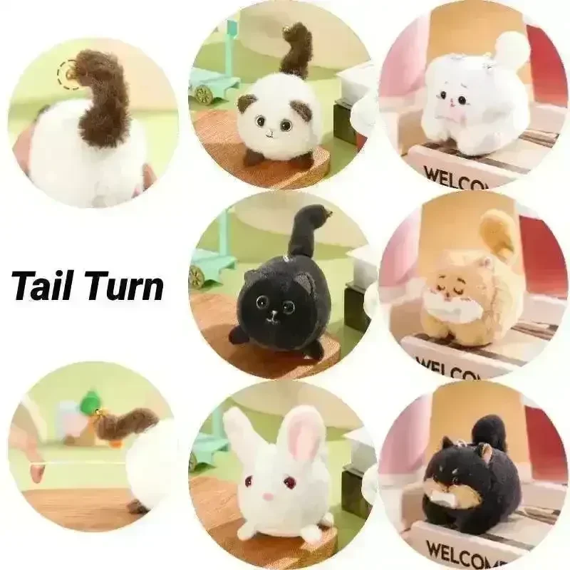 Cute Wagging Tail Plush Cat Keychain - Image 4