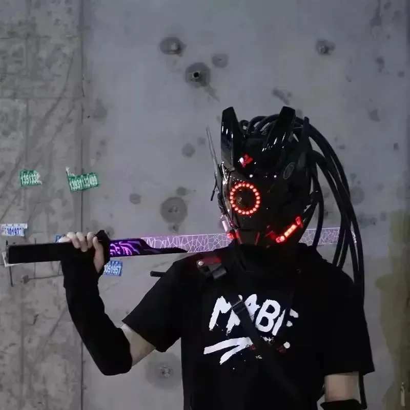 Cyberpunk LED Cosplay Helmet Mask - Image 3