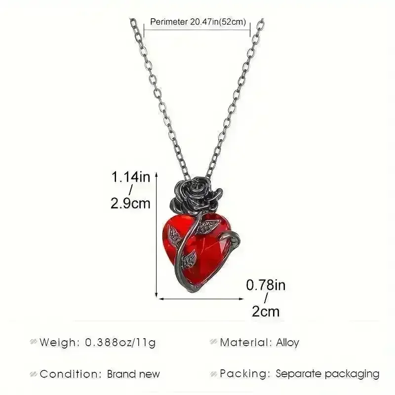 Dark Rose Heart Pendant - Image 5