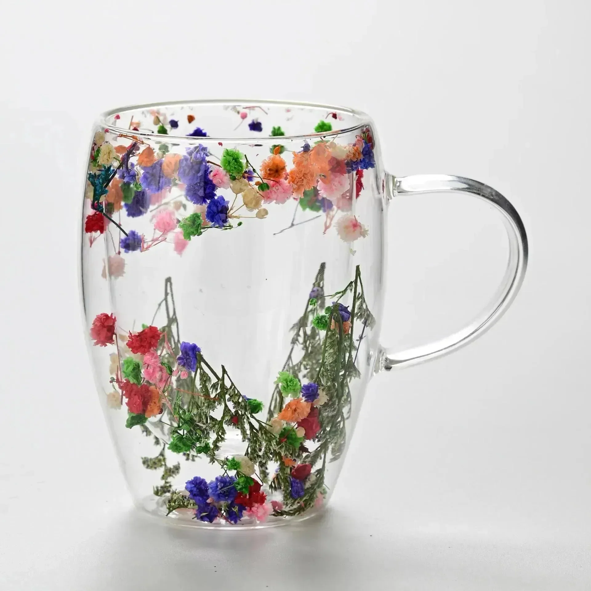 Double Insulated Flower Glass Mugs (400 ml) - Image 5