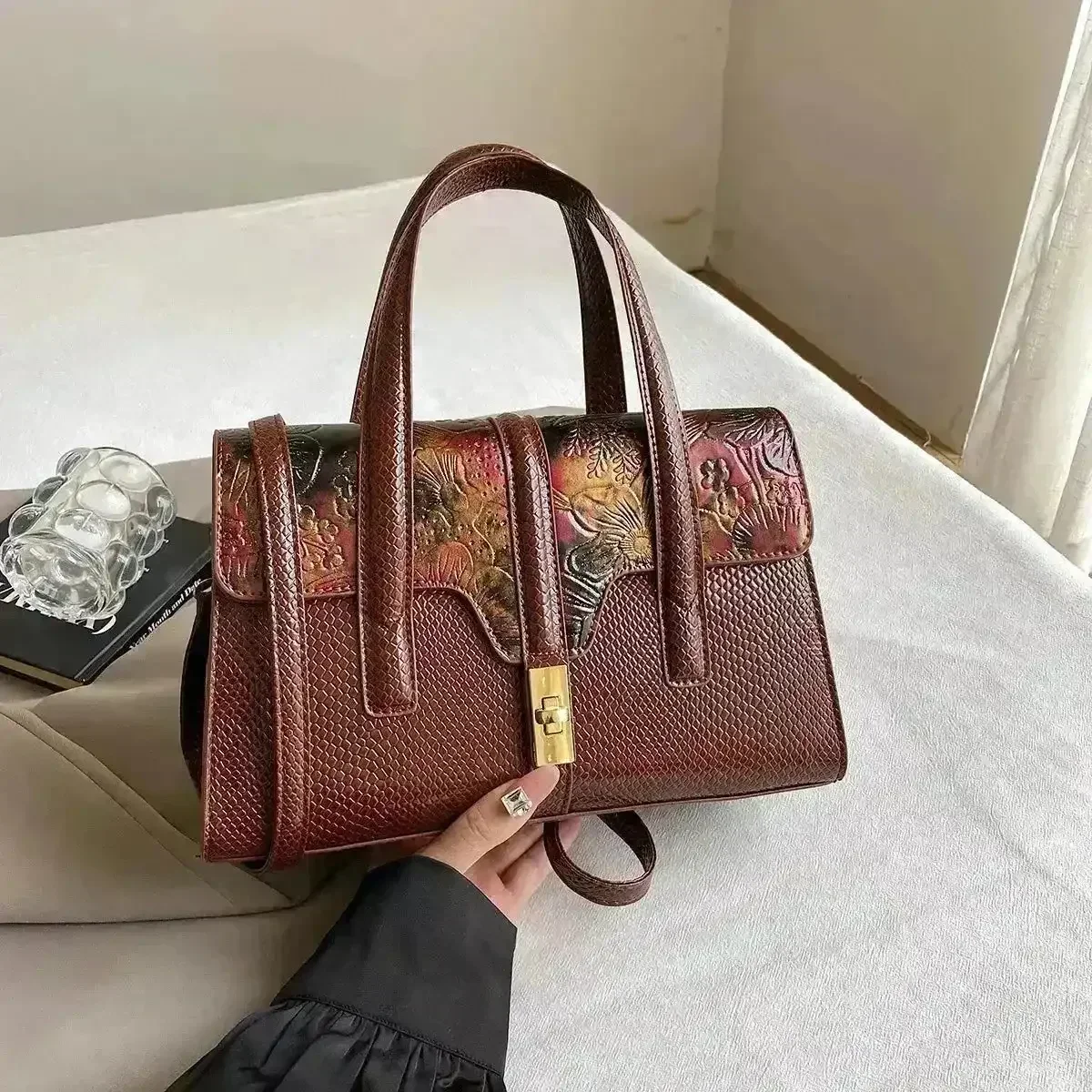 Dual Design Leatherette Handbag - Image 10