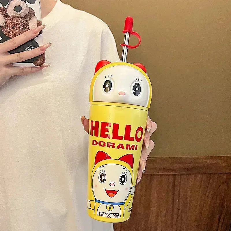 Duo-Sip Doraemon & Dorami Sipper Tumbler (600 ml) - Image 3