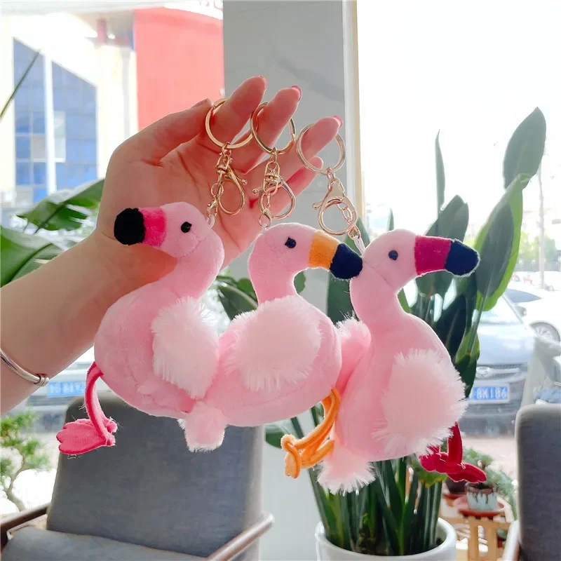 Flamingo Soft Feathers Plush Keychain - Image 2