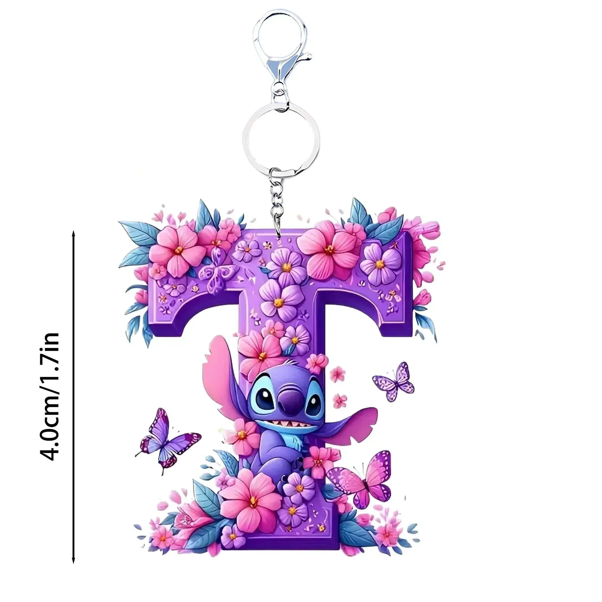 Floral Stitch Initial Acrylic Keychain - Image 23