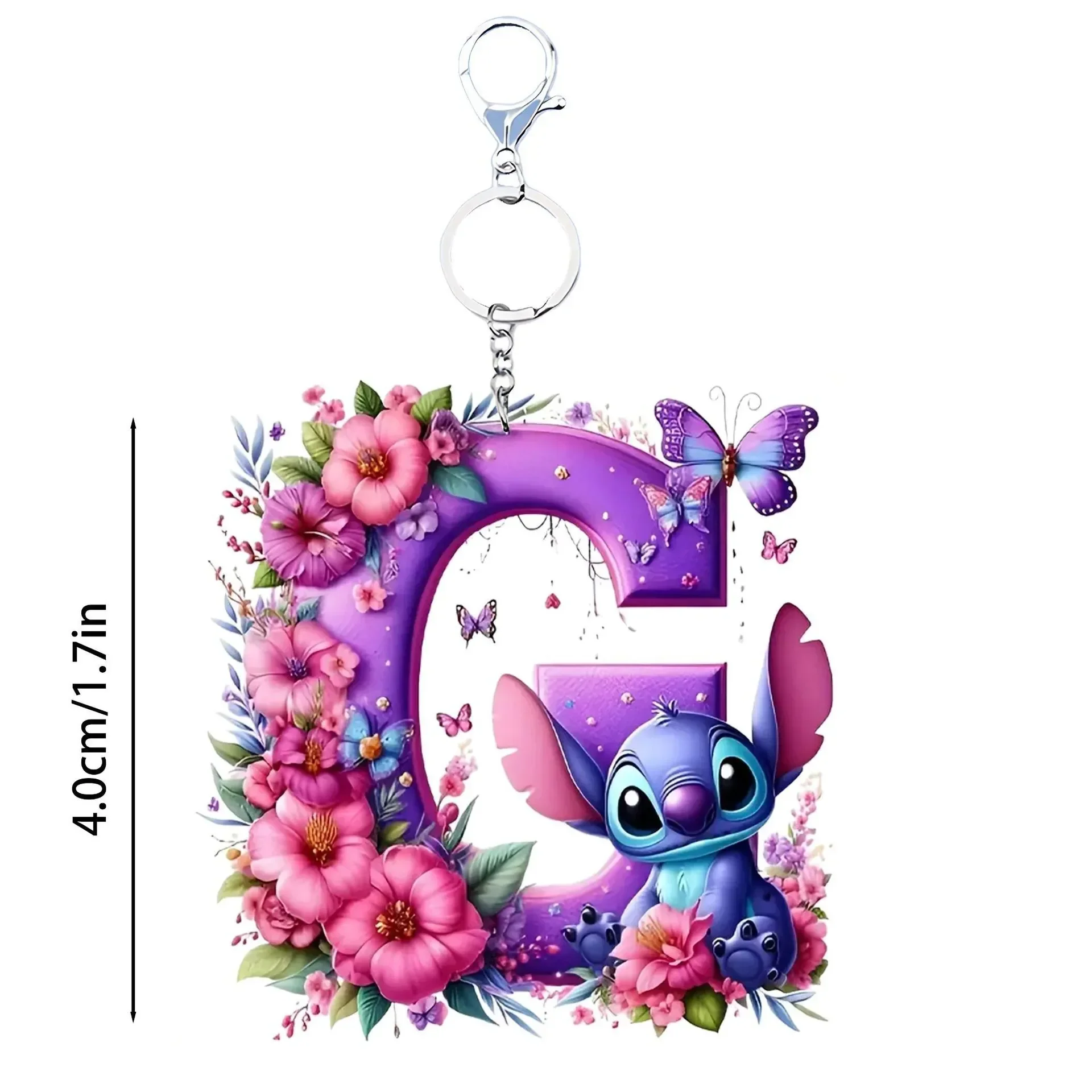Floral Stitch Initial Acrylic Keychain - Image 6