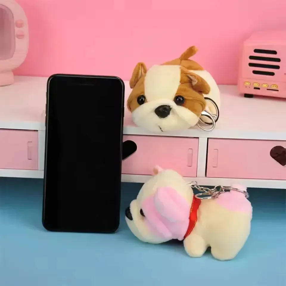 Fluffy French Bulldog Plush Keychain - Image 3
