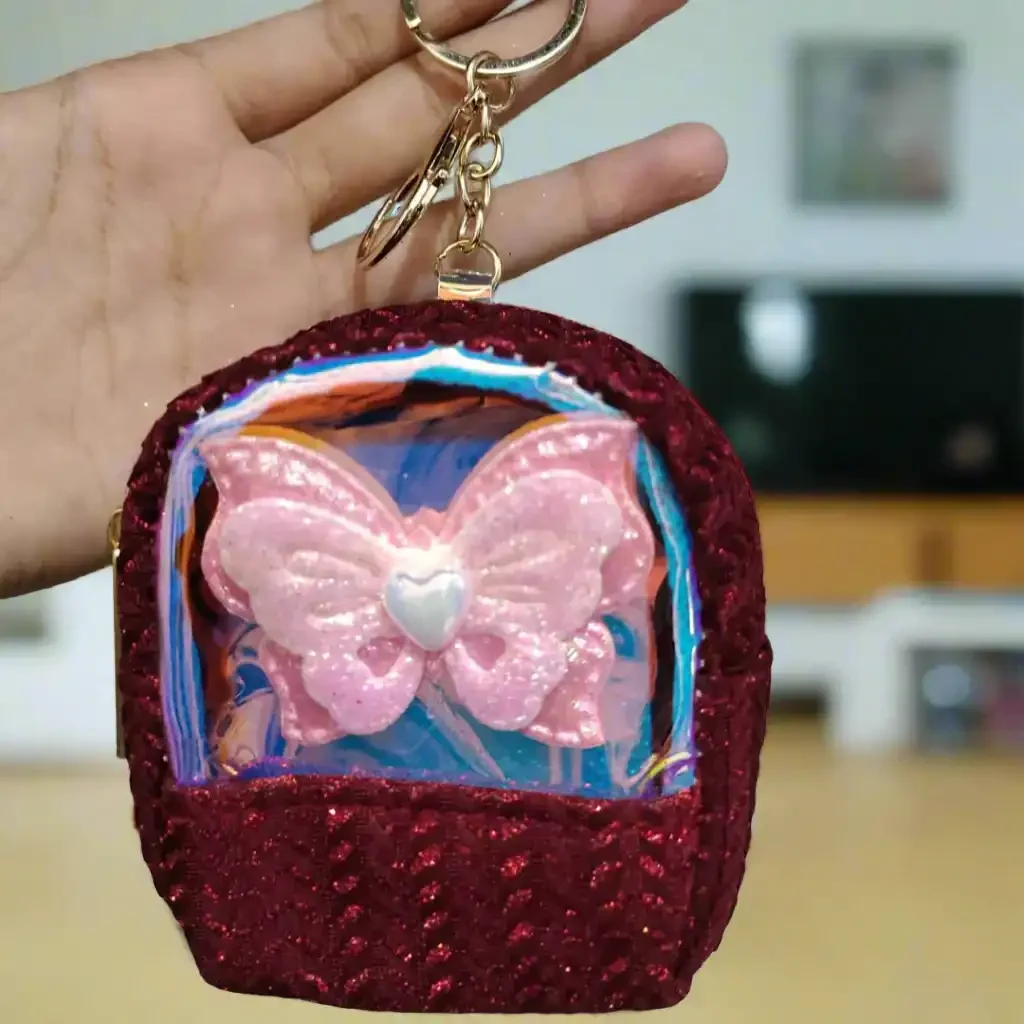 Fluttering Butterfly Coin Purse Keychain - Image 3