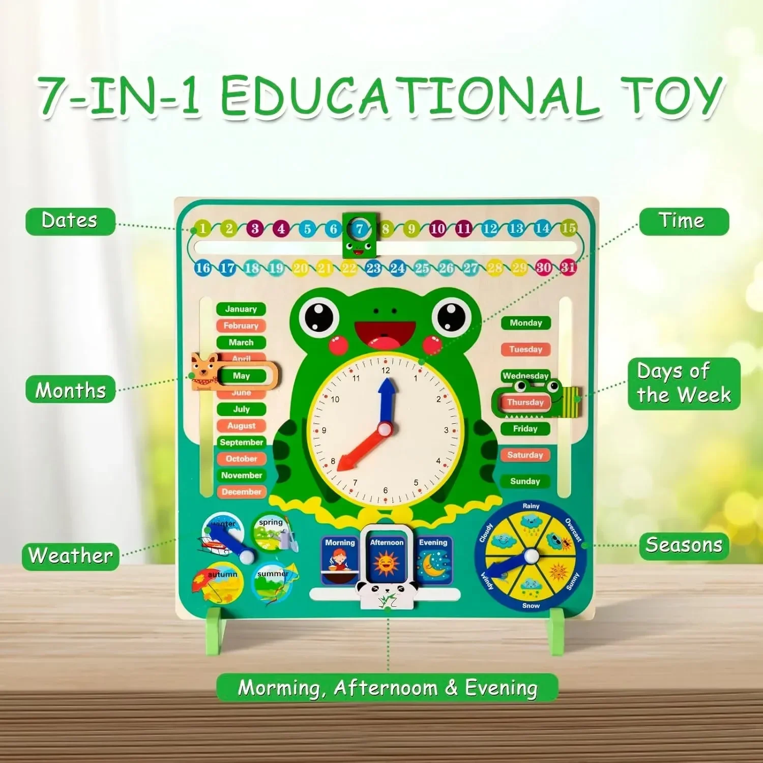 Frog Multifunctional 7-in-1 Calendar Clock - Image 5
