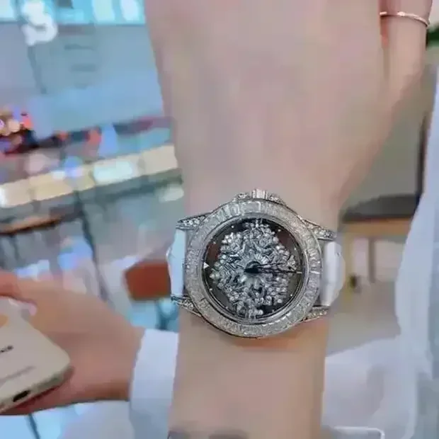 Frozen Rhinestone Rotating Watch - Image 7