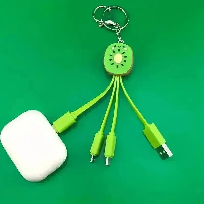 Fruit Shaped Mini 3-in-1 Charging Cable Keychain - Image 3
