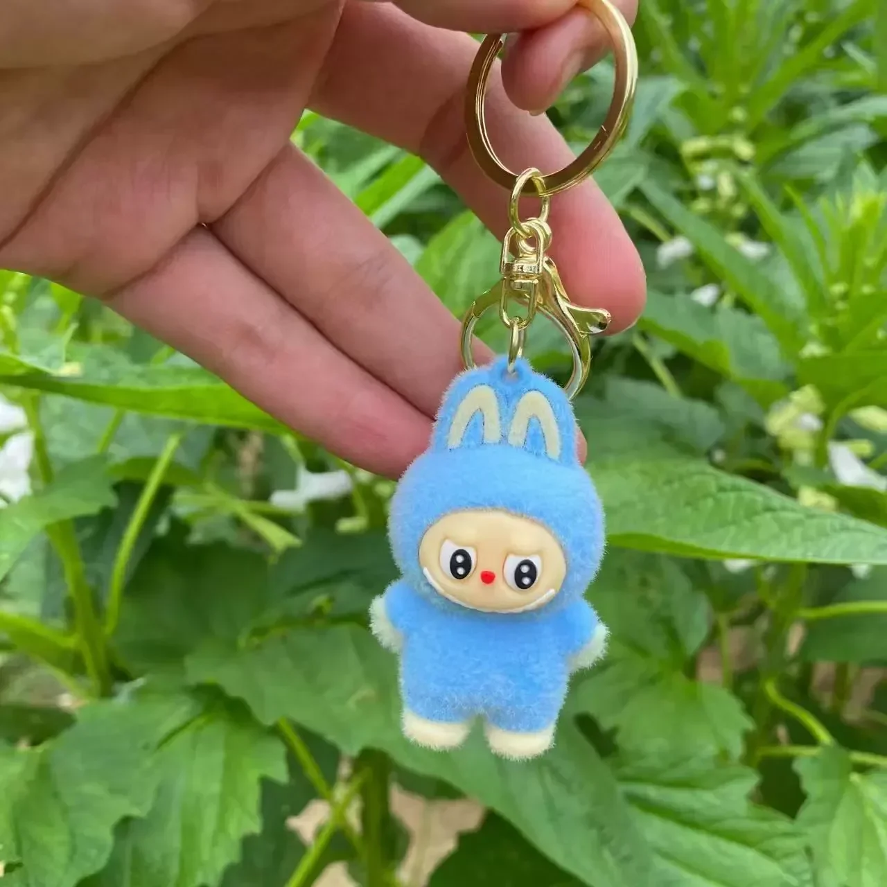 Fuzzy Labubu Flocking Keychain - Image 2
