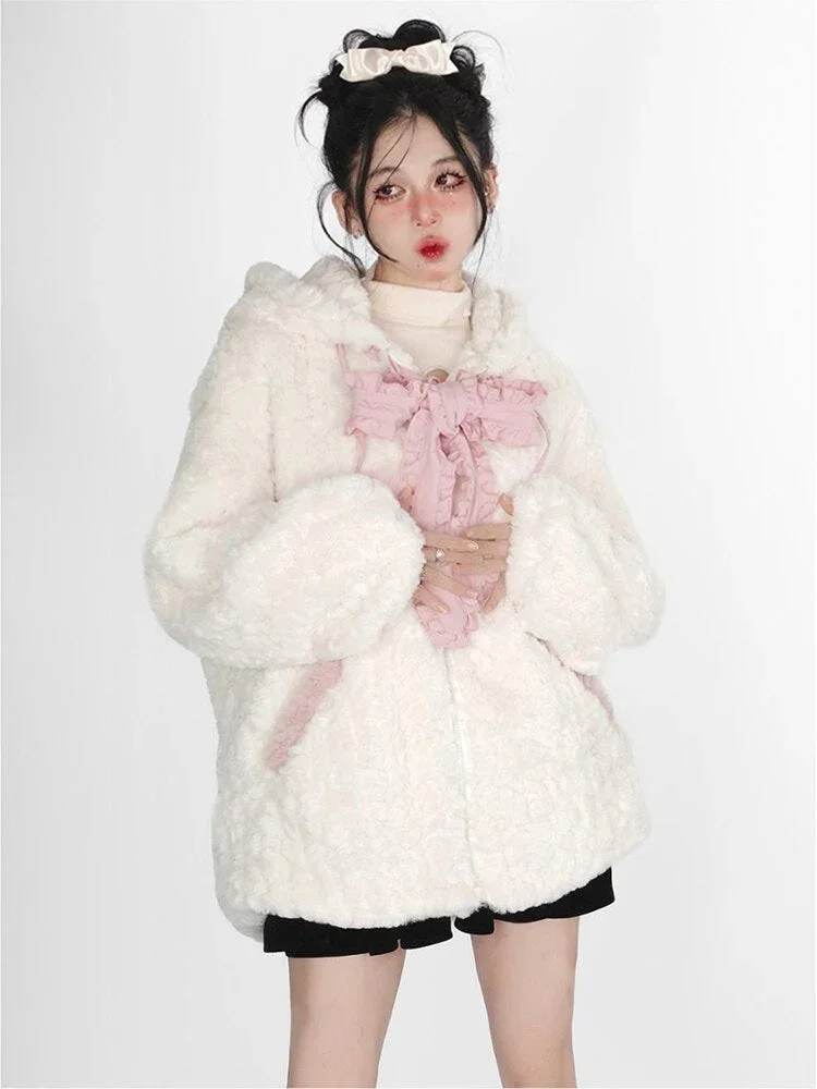 Fuzzy Neko Soft Hooded Coat - Image 7