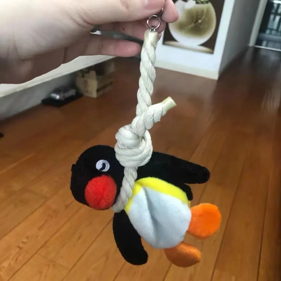 Hanging Noose Pingu Plush Keychain - Image 5