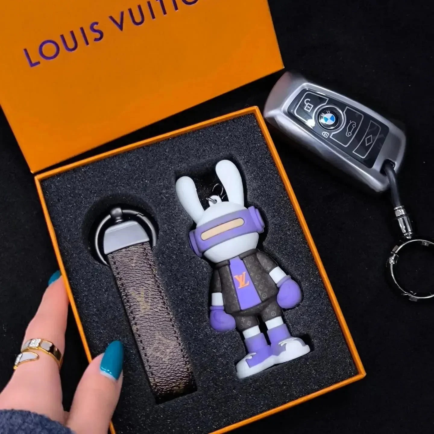 Headphone Bunny Monogram Keychain - Image 5