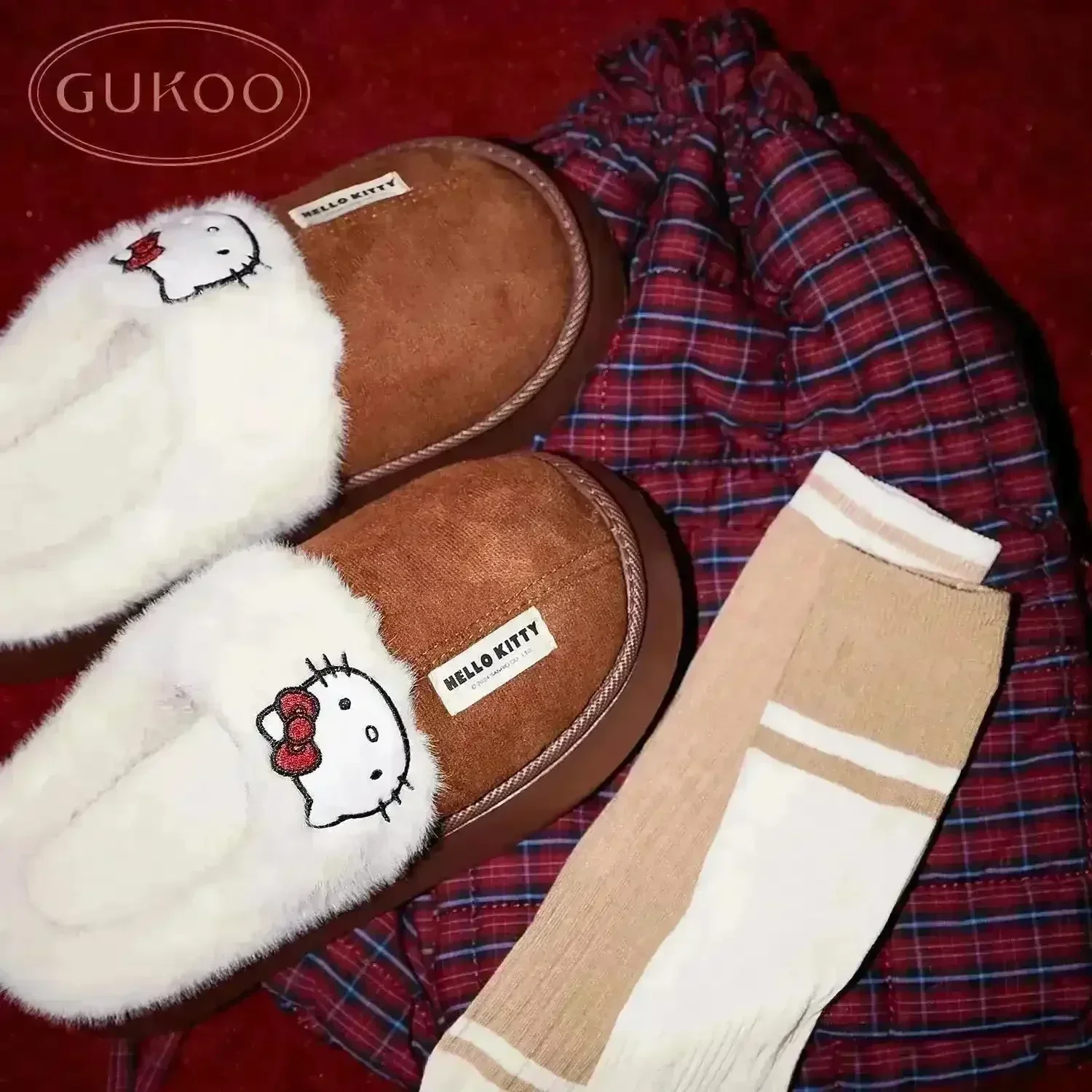 Hello Kitty Fuzzy Winter Slippers - Image 5