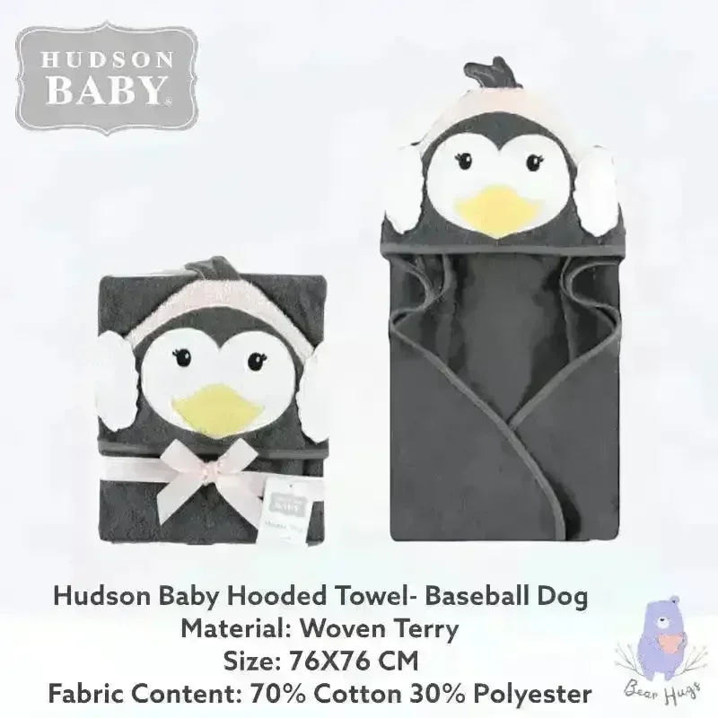 Hudson Baby Hooded Towel (Earmuff Penguin) - Image 5